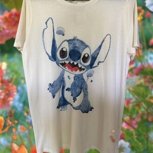 Disney White and Blue Stitch Short Sleeve Tee
